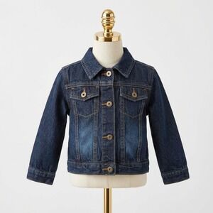 Wrangler Classic Trucker Denim Jacket Western Cowboy Dark Wash Jean Coat Size 2T